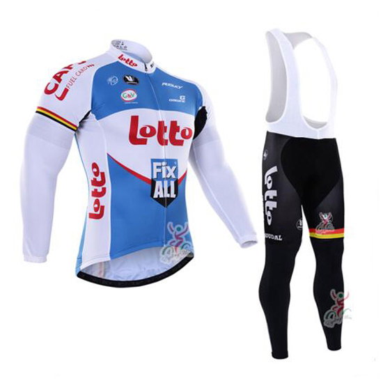 2016 Maillot Lotto Tirantes Mangas Largas Blanco Y Azul